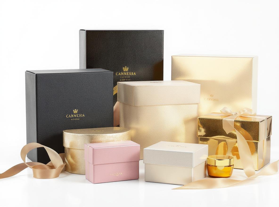 Luxury textured rigid boxes with embossed patterns and soft-touch finishes for premium packaging