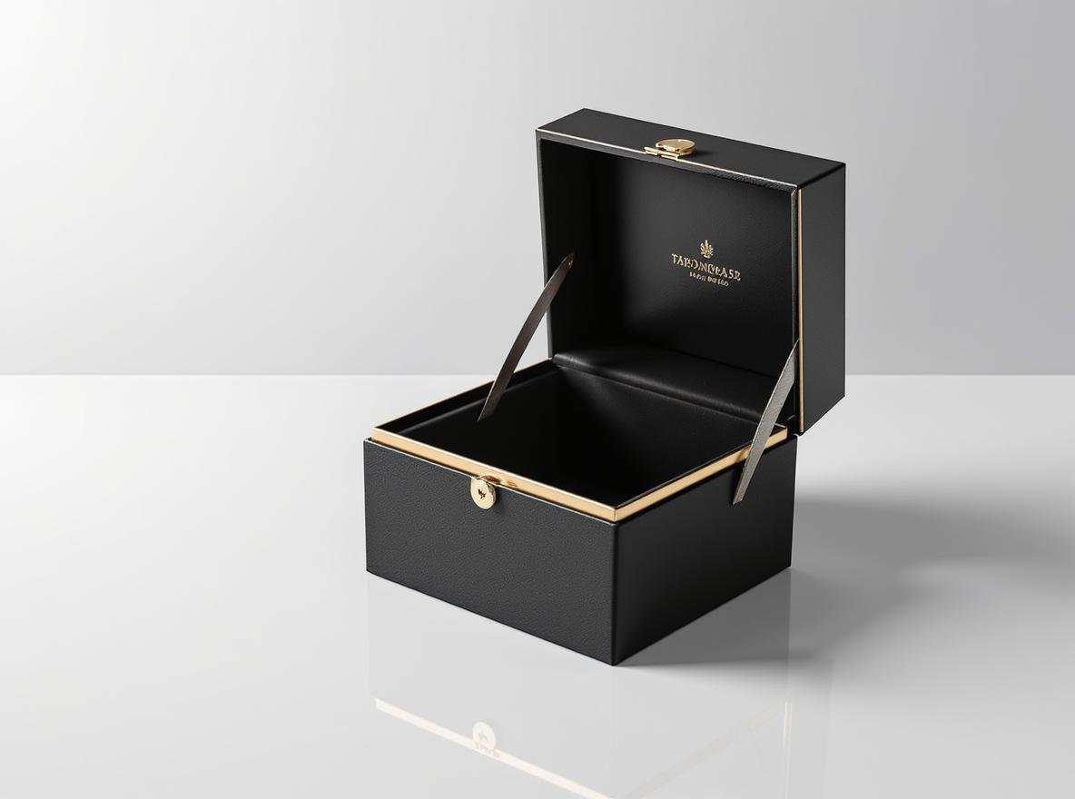 Premium hinged lid rigid box opening to reveal luxury packaging benefits and elegant design