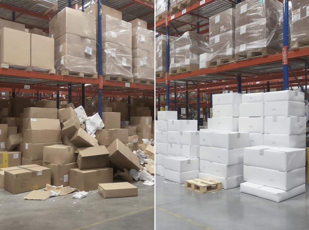 Custom packaging protecting products during shipping compared to damaged standard boxes
