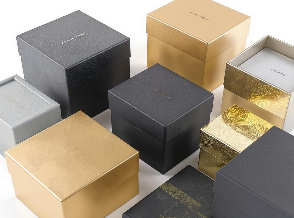 Custom packaging boxes with premium materials and sophisticated design increasing perceived value