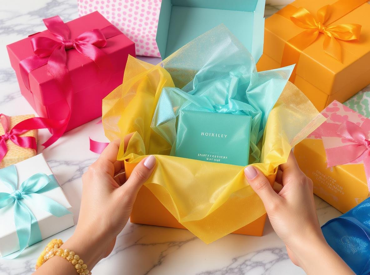Instagram-worthy custom packaging boxes with vibrant colors and premium finishes being unboxed