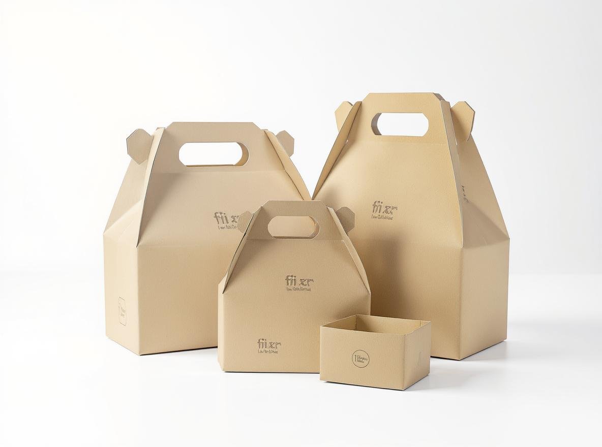 Custom gable boxes with triangular tops and built-in handles for gift and retail packaging