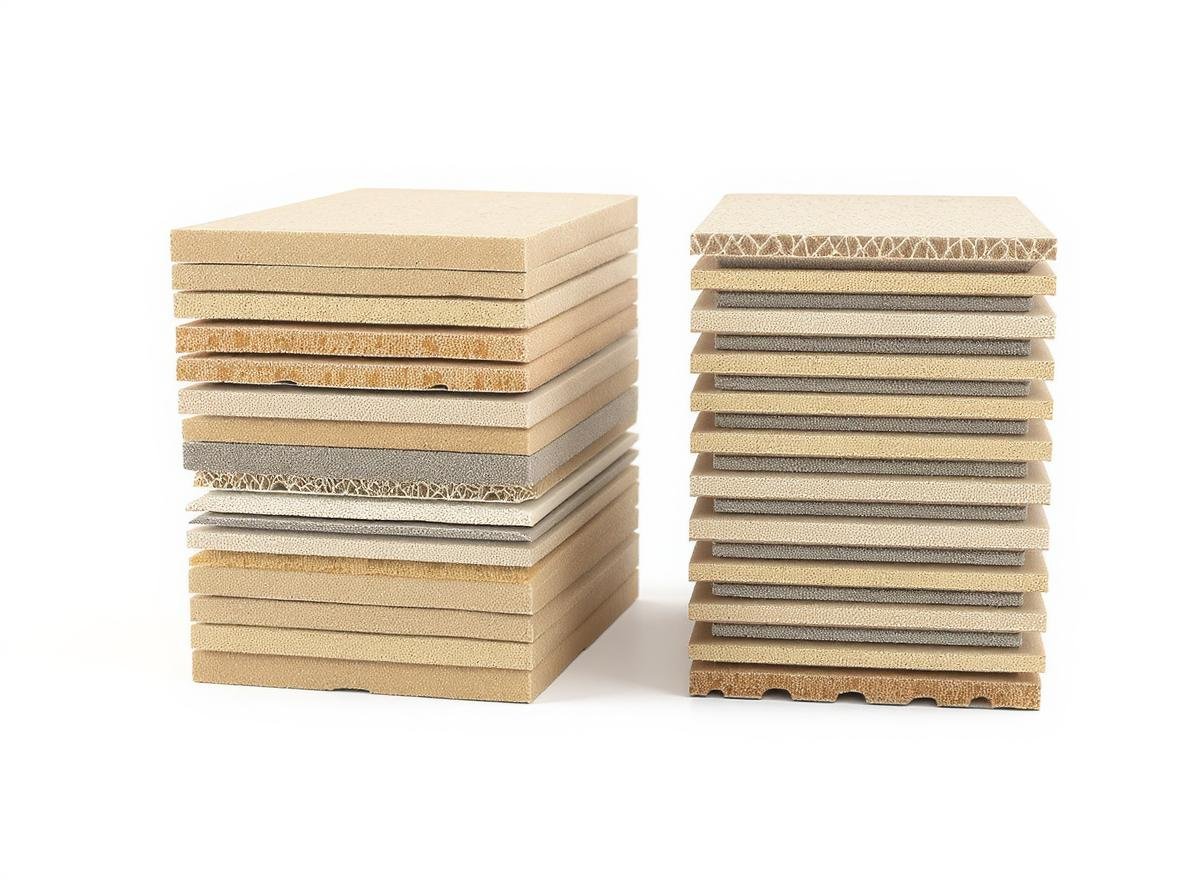 Cross-section comparison of single wall vs double wall corrugated box construction showing layer differences