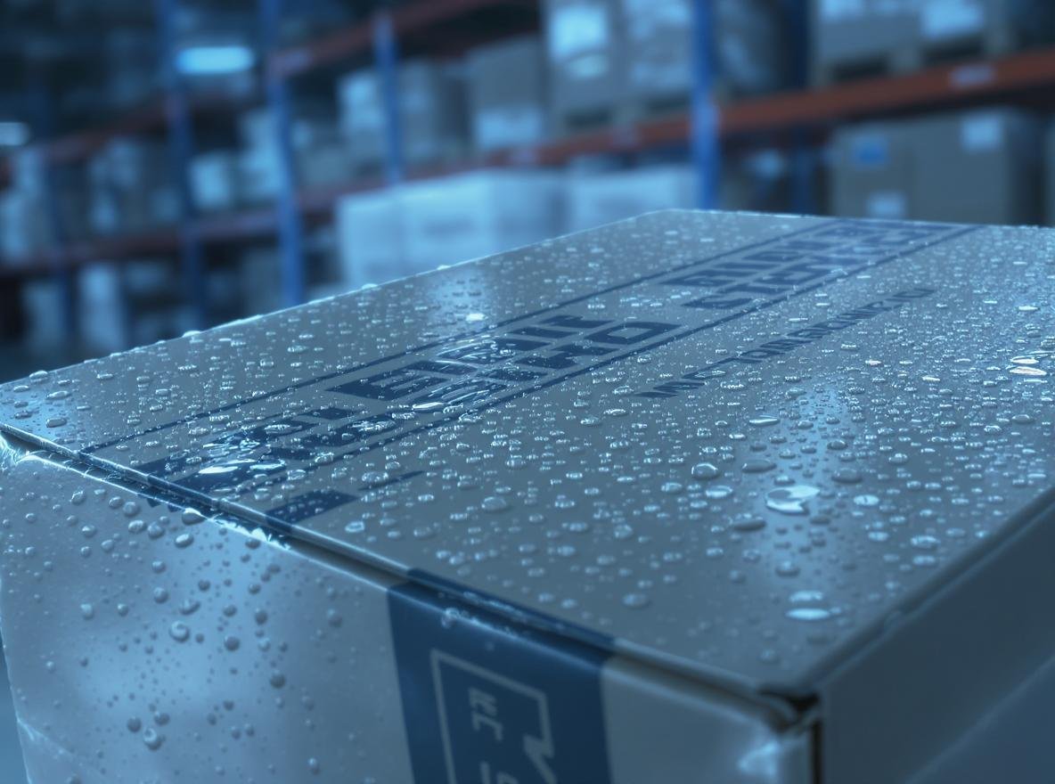 Water-resistant cardboard boxes with nano coating protection in warehouse setting