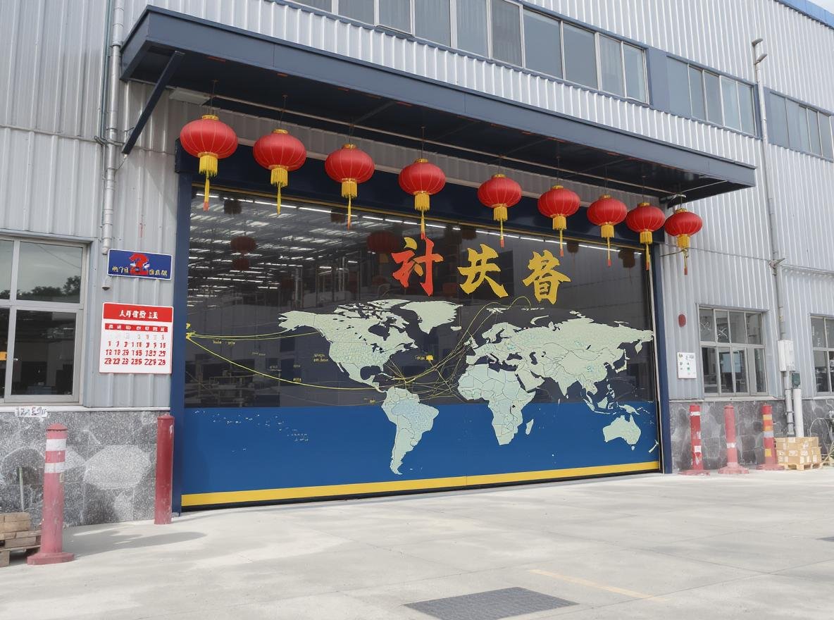 Chinese factory closed during national holidays with calendar and shipping routes