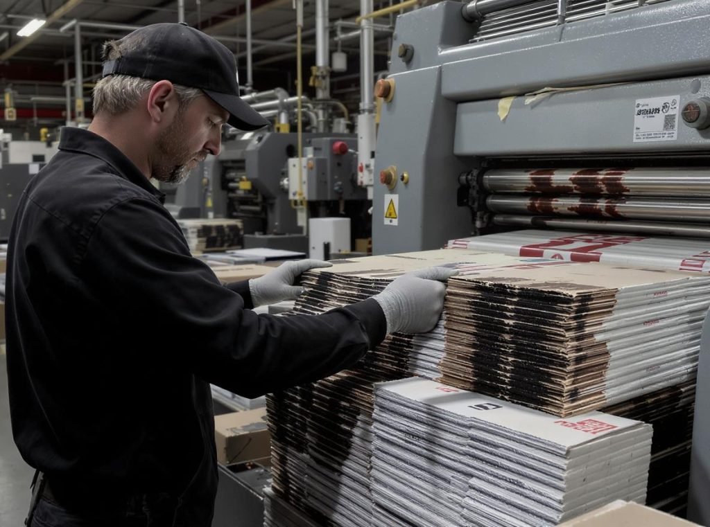 Direct printing limitations on corrugated material showing quality issues