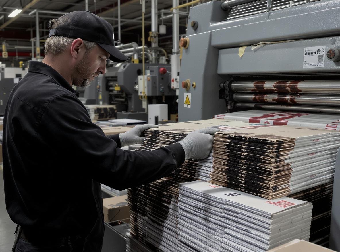 Direct printing limitations on corrugated material showing quality issues