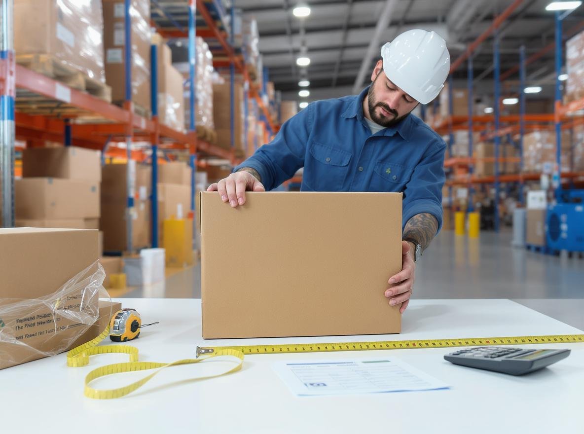 Professional measuring cardboard box dimensional weight calculation shipping
