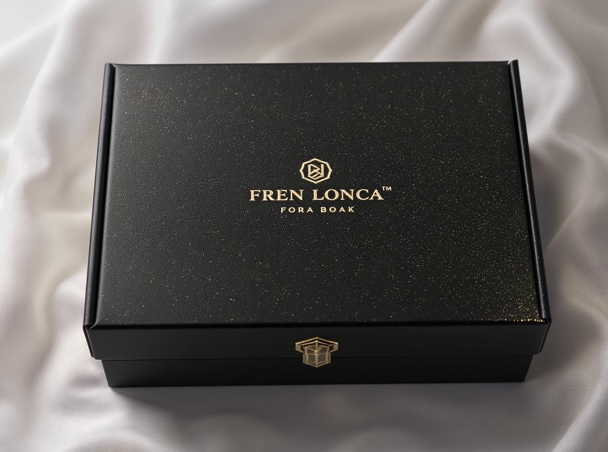 Luxury rigid box with gold foil stamping and embossed logo showcasing premium printing techniques
