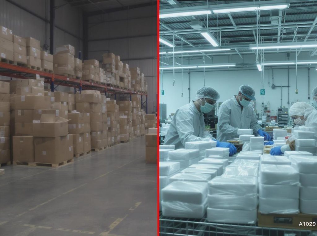 Comparison between general packaging warehouse and specialized food-grade packaging clean room facility