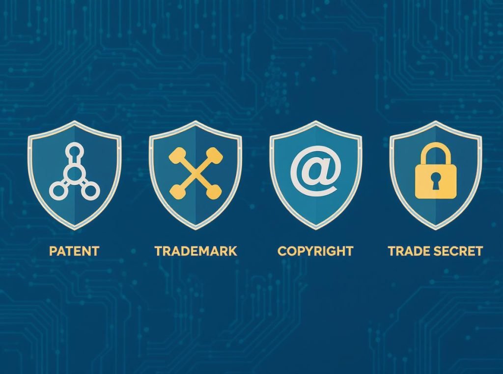 Types of intellectual property at risk in custom packaging design including patents, trademarks, copyrights, and trade secrets