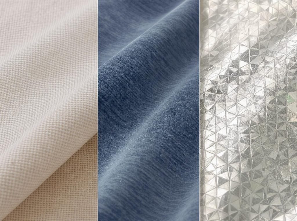 Different texture types for rigid box wrapping including linen, soft-touch, and metallic finishes