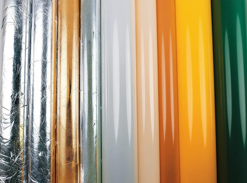 Different types of barrier films including aluminum foil, metallized PET, and EVOH materials