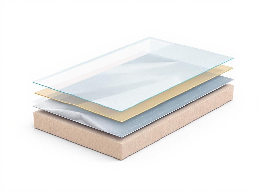 Cross-section diagram showing multi-layer structure of Mylar bag material composition