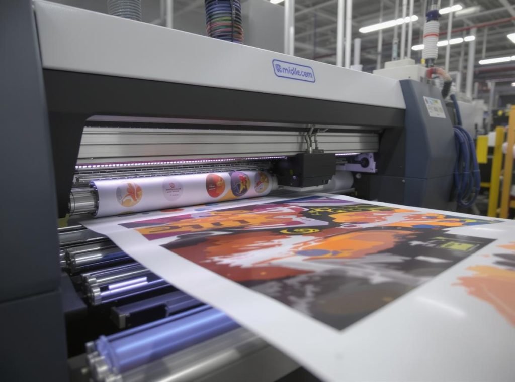 Digital printing machine for custom cardboard boxes with UV curing technology