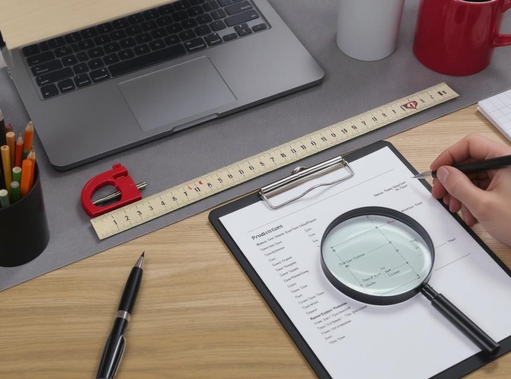 Product specification analysis with measurement tools and documentation for packaging design