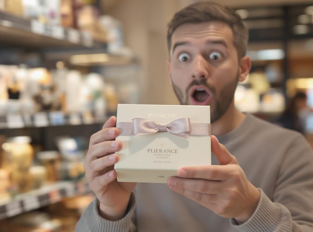 Consumer experiencing instant perceived value from premium packaging design
