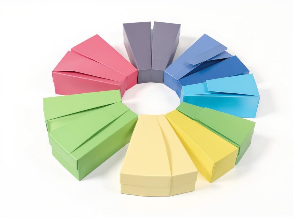 Color psychology in custom box design showing different colored boxes and their emotional impact