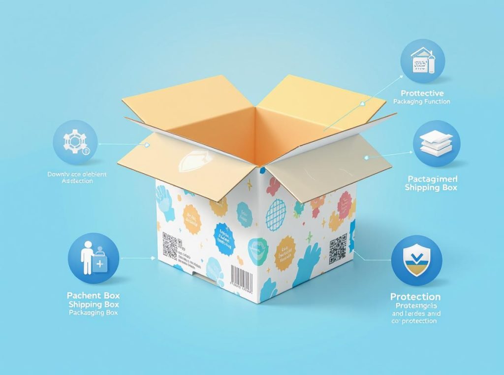 Primary functions of e-commerce packaging versus retail packaging illustrated comparison