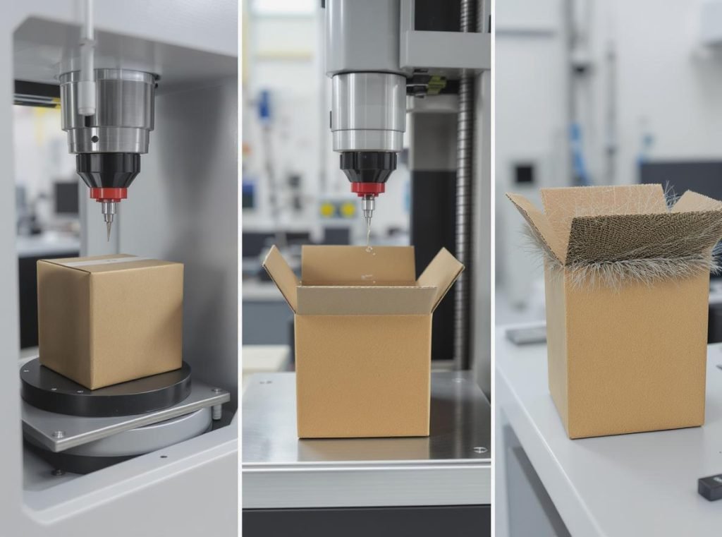 Three core corrugated box strength tests: BCT, ECT, and bursting strength testing