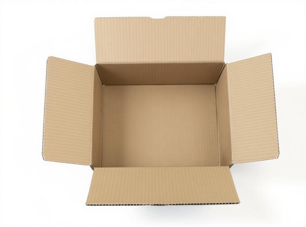 Single wall corrugated box construction showing 3-layer structure with visible flute pattern