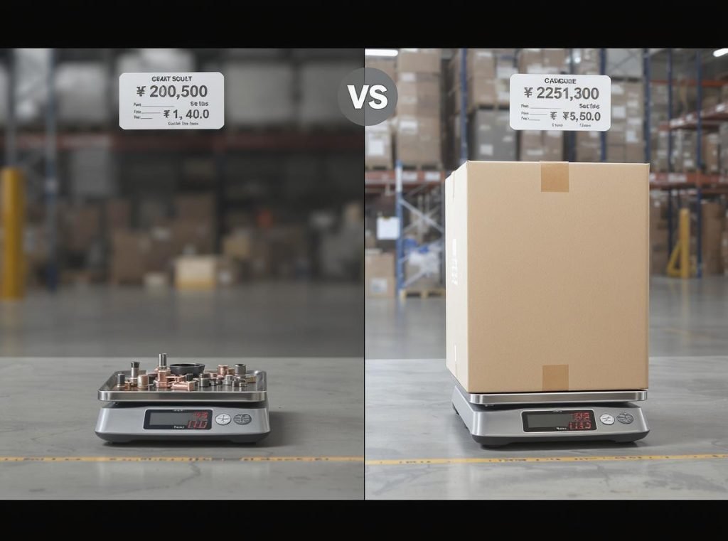 Dimensional weight comparison heavy small items versus large lightweight packages