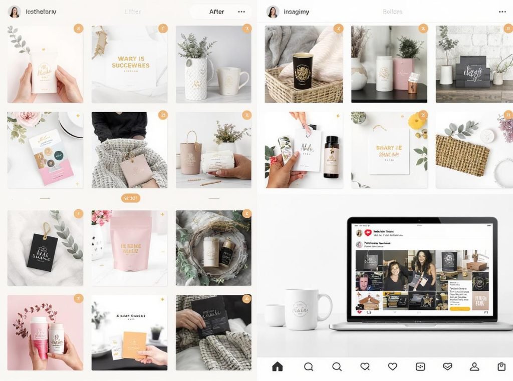 Successful Instagram packaging designs showing business growth and social media engagement