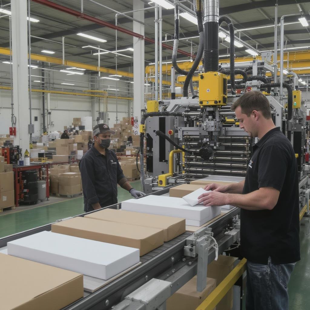 Acreet custom book style rigid box manufacturing facility and quality control processes