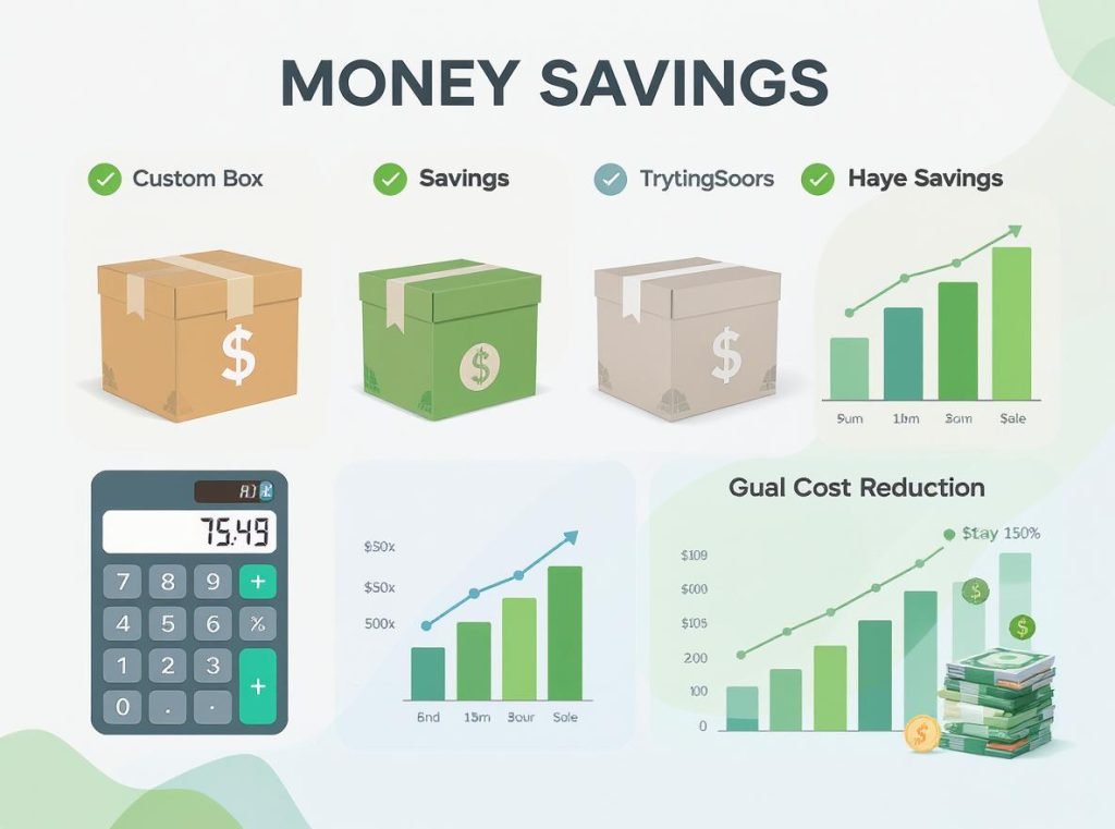 Right-sized custom packaging cost savings calculator and charts