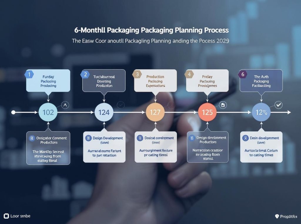 Seasonal packaging timeline showing 6-month planning process from concept to launch
