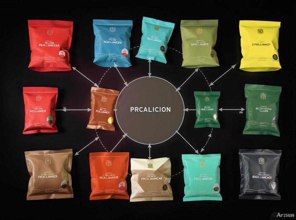 Color psychology in packaging design showing different colored packages and their emotional impacts