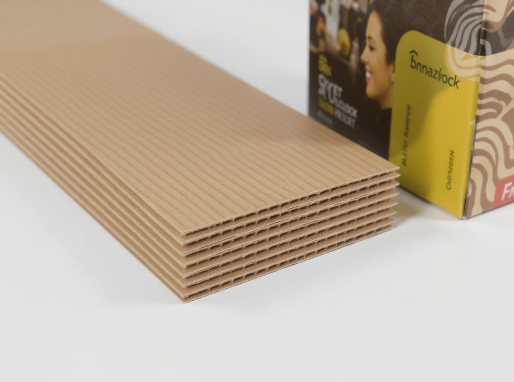 E-flute corrugated cardboard sample showing fine wave pattern ideal for high-quality printing applications