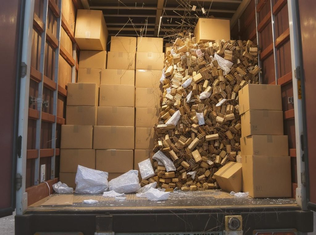 Corrugated boxes protecting fragile products during shipping transportation