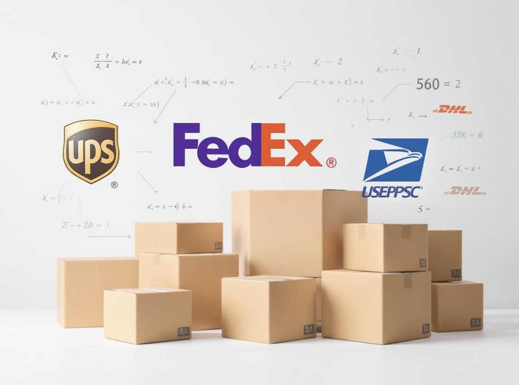 Major shipping carriers dimensional weight calculation formulas comparison chart