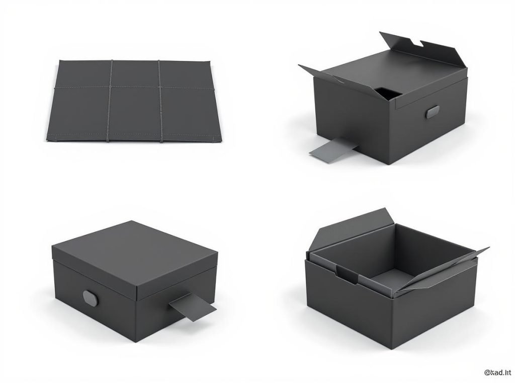 Collapsible rigid box assembly process from flat pack to assembled box