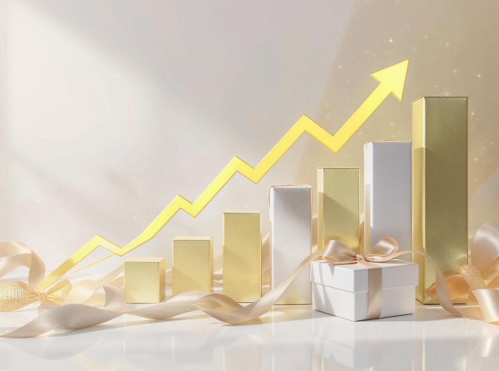Business growth chart showing benefits of premium soft-touch packaging