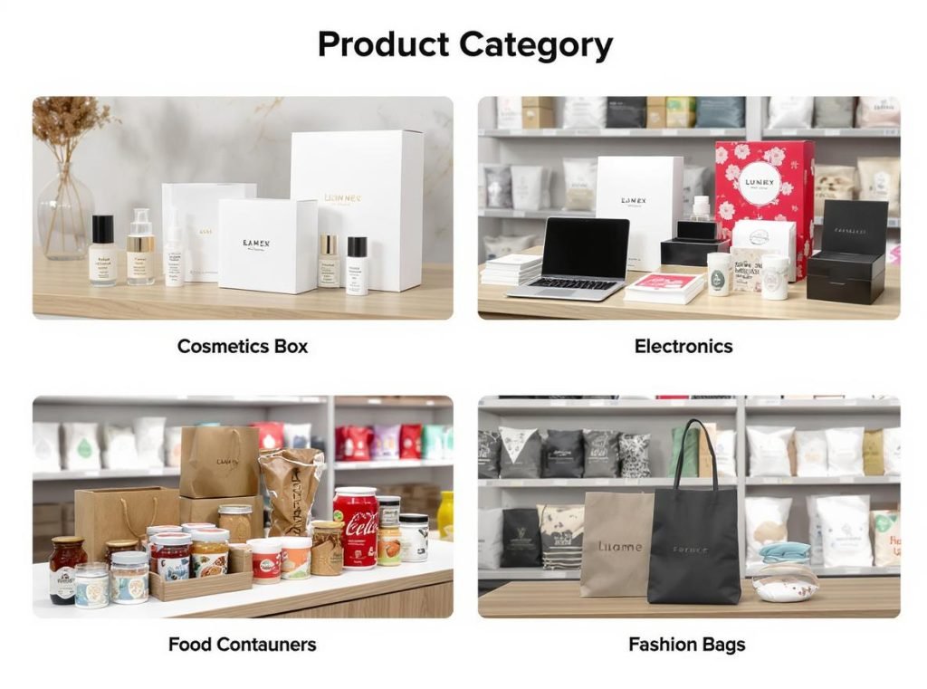 Different product categories with appropriate GSM paper packaging solutions