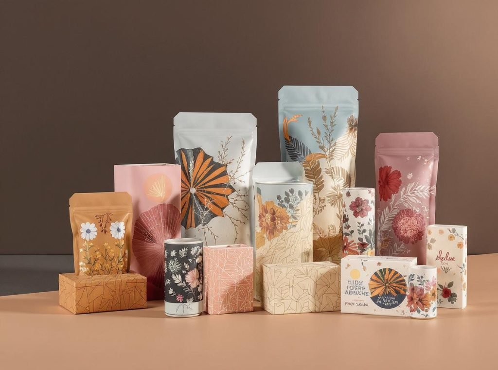 Visual elements in custom box design including patterns, graphics, and creative design features