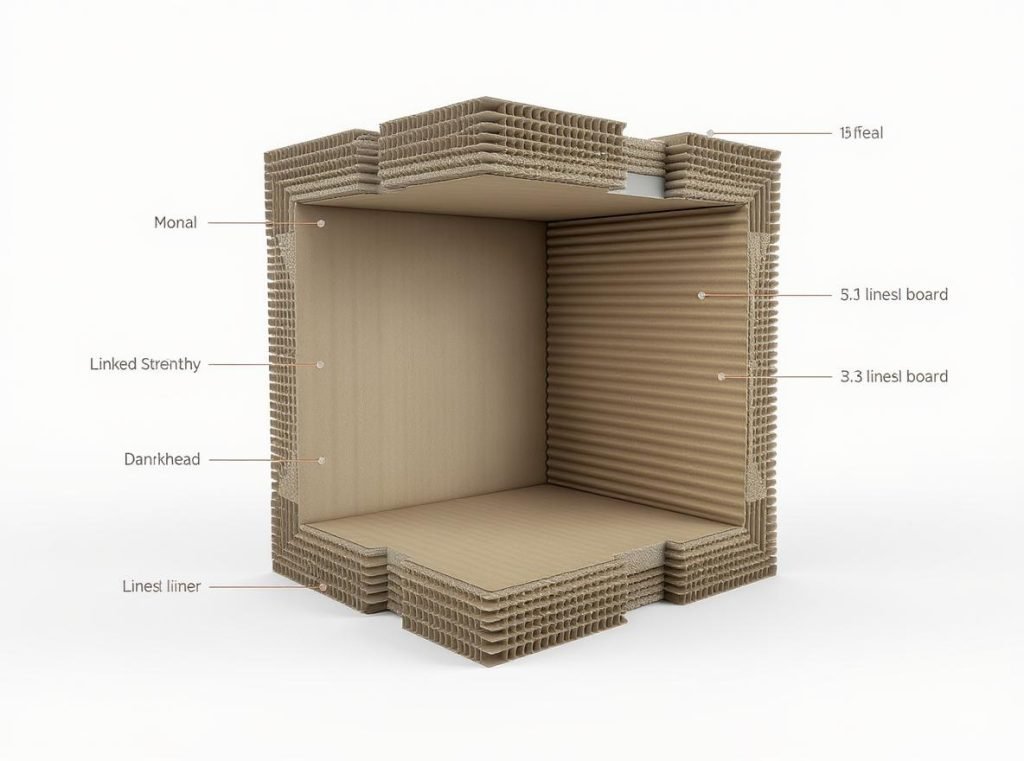 Double-wall cardboard box construction showing 60-180 pound weight capacity with dual-layer structure