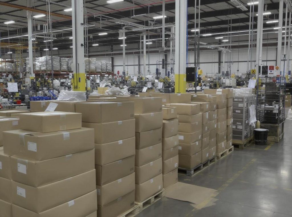 Jewelry box manufacturing facility showing production quantities and inventory management