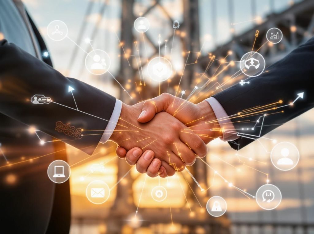 Business partnership visualization showing strong communication bonds and trust-building through responsive communication