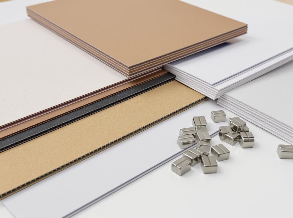 Premium packaging materials including neodymium magnets and rigid substrates for magnetic closures