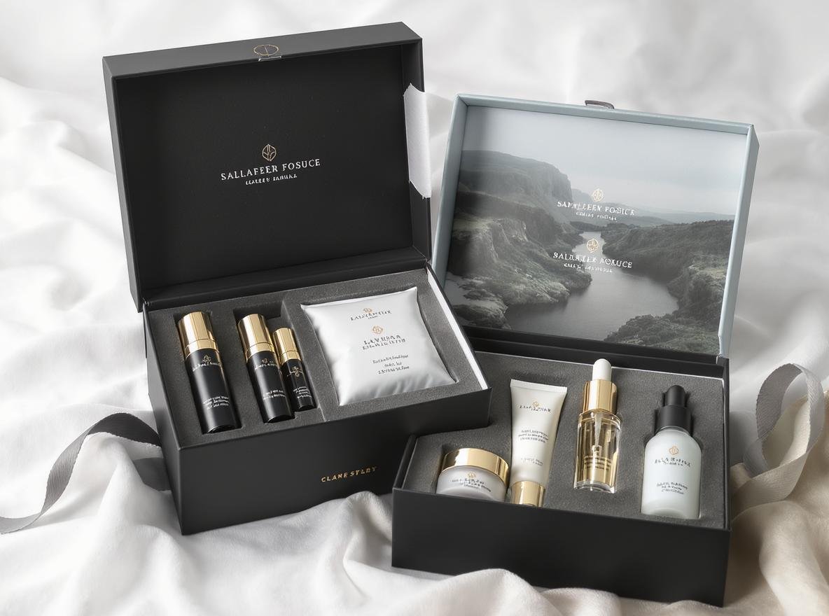 Premium cosmetic packaging using custom two piece rigid boxes for skincare products