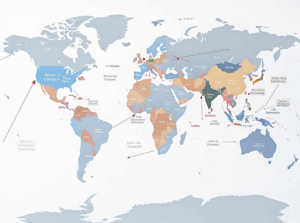 International packaging requirements showing CE marking and multi-language labeling for global markets
