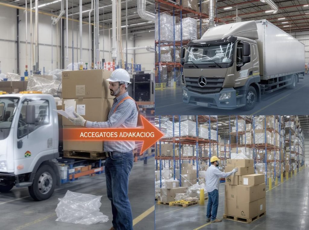 Food packaging supply chain showing transportation, storage, and handling processes
