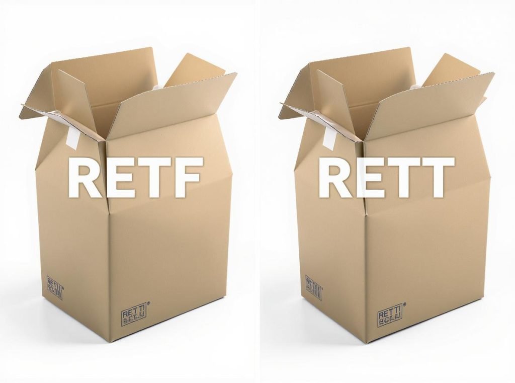 RETF vs RETT vs regular shipping box comparison showing structural differences