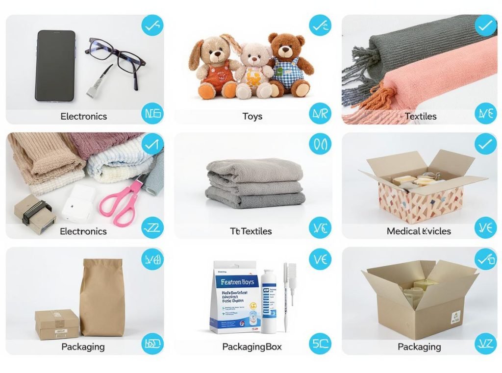 Product categories requiring third-party inspection including electronics toys textiles medical devices