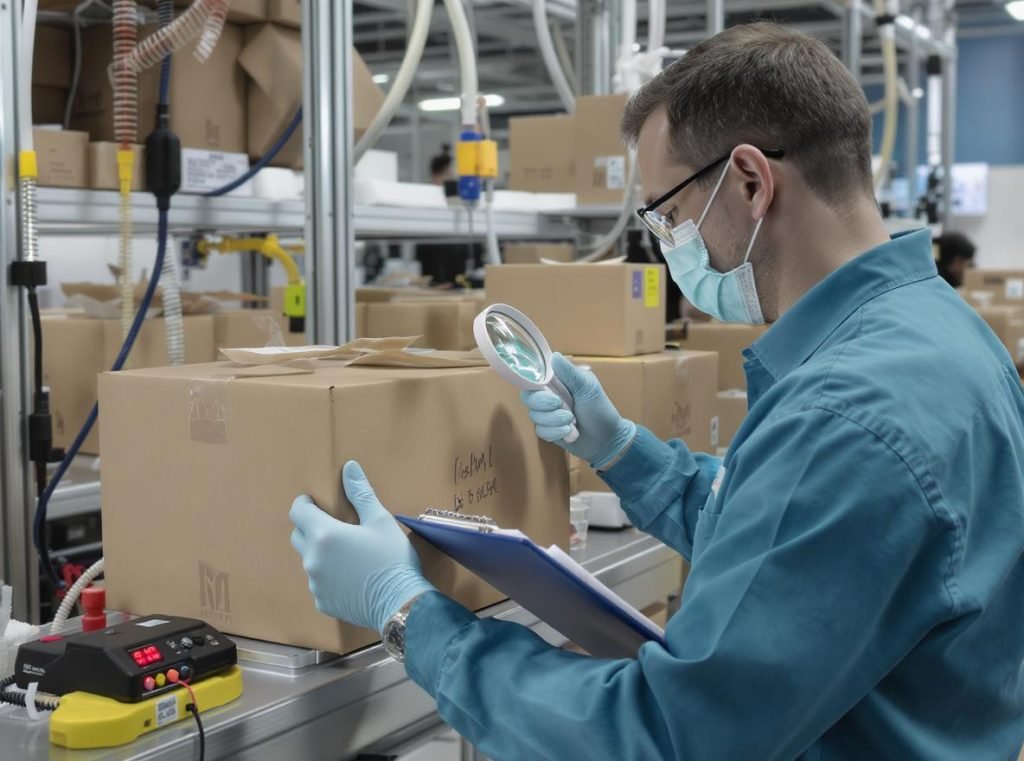 Quality control inspector testing custom packaging production standards