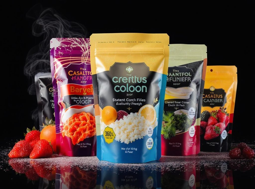 Creative flexible packaging designs showcasing branding advantages and premium graphics