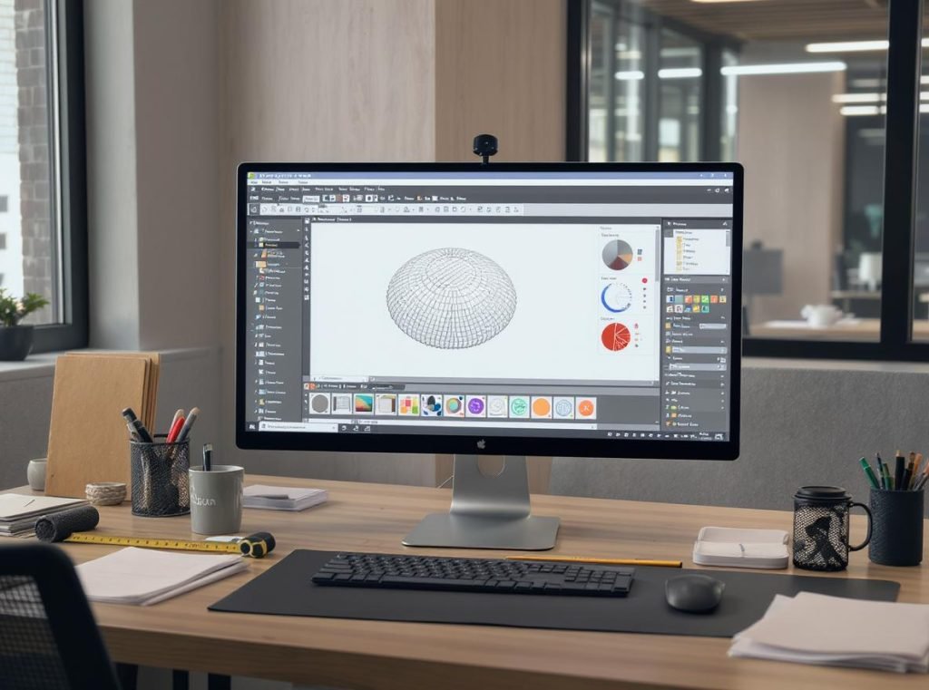 Professional designer creating custom box dieline using specialized software and tools